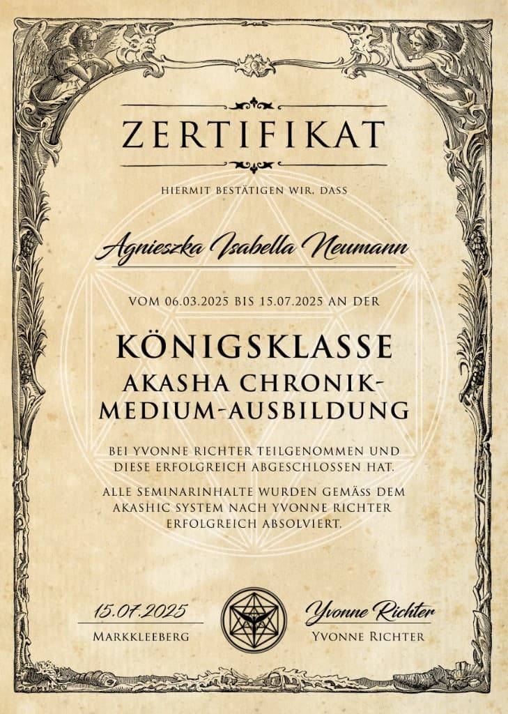 Zertifikat: Königsklasse Akasha Chronik-Medium